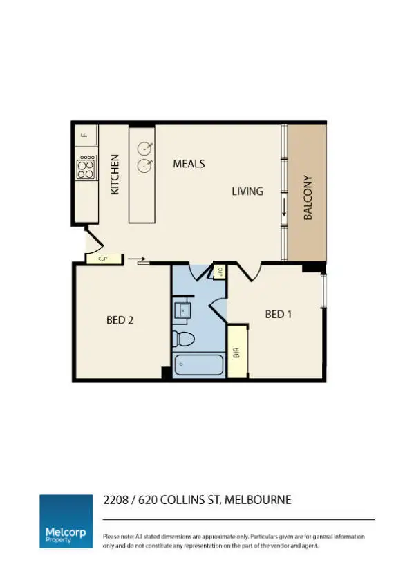 Floorplan of Homely apartment listing, 2208/620 Collins Street, Melbourne VIC 3000