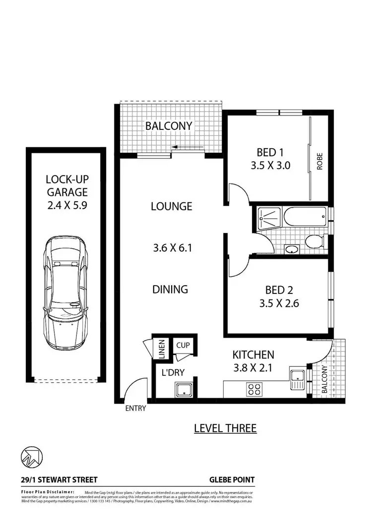 Floorplan of Homely apartment listing, 29/1 Stewart Street, Glebe NSW 2037