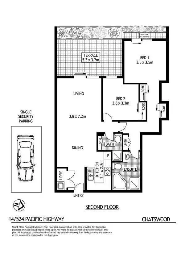 Floorplan of Homely apartment listing, 14/524 Pacific Highway, Chatswood NSW 2067
