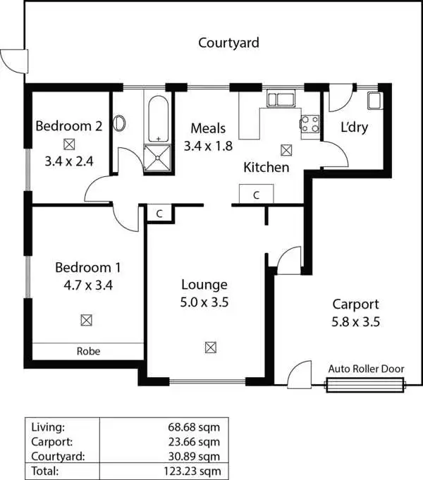 Floorplan of Homely unit listing, 1/13 Rowney Avenue, Campbelltown SA 5074