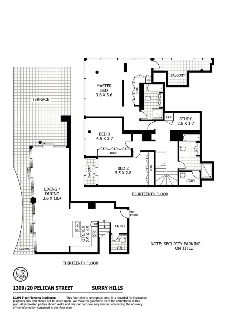 Floorplan of Homely apartment listing, 1309/20 Pelican Street, Surry Hills NSW 2010