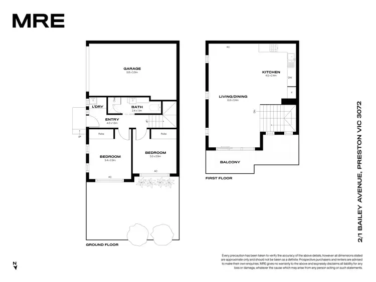 Floorplan of Homely townhouse listing, 2/1 Bailey Avenue, Preston VIC 3072