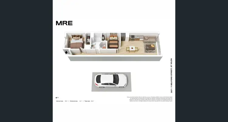 Floorplan of Homely apartment listing, 307/7 Belford Street, St Kilda VIC 3182