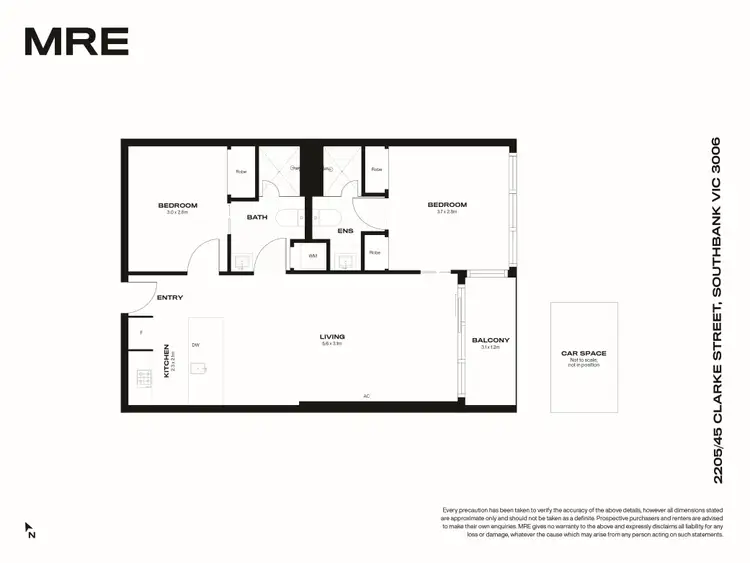 Floorplan of Homely apartment listing, 2205/45 Clarke Street, Southbank VIC 3006