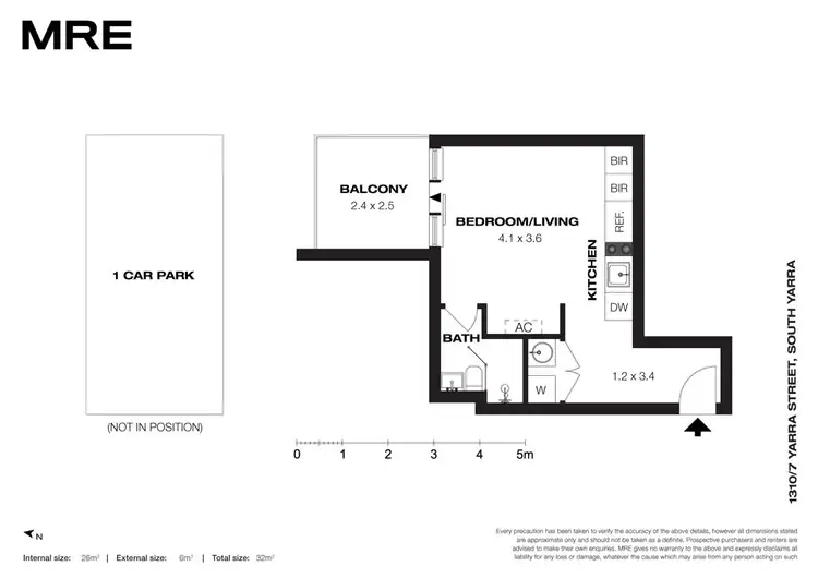 Floorplan of Homely apartment listing, 1310/7 Yarra Street, South Yarra VIC 3141