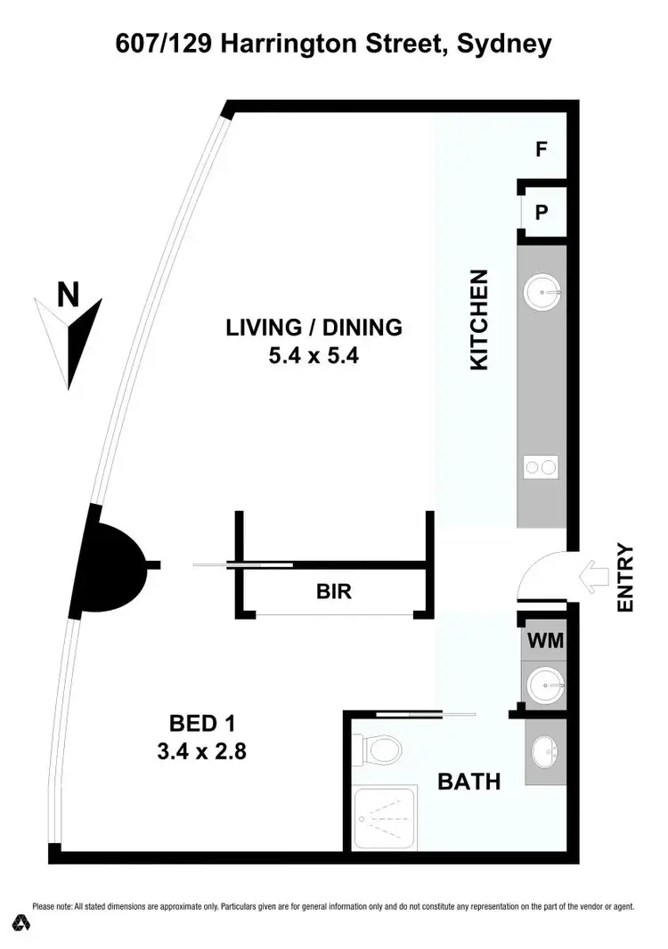 Floorplan of Homely apartment listing, 607/129 Harrington Street, Sydney NSW 2000
