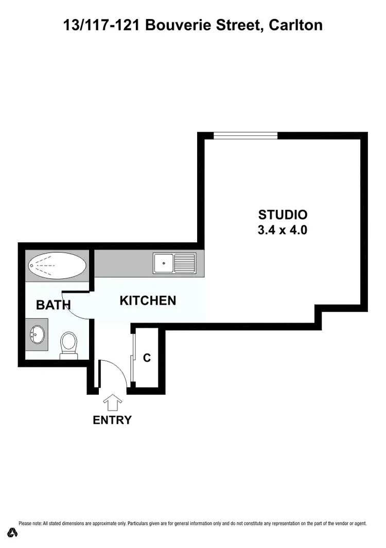 Floorplan of Homely studio listing, 13/117-121 Bouverie Street, Carlton VIC 3053