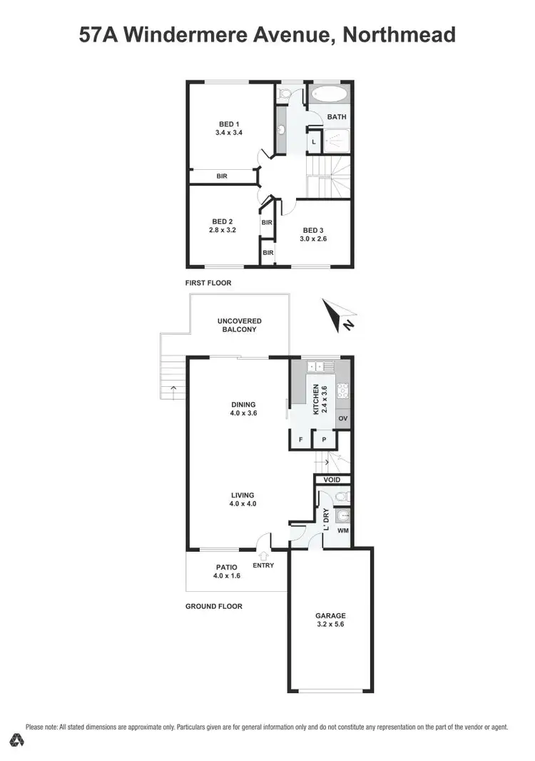Floorplan of Homely townhouse listing, 57A Windermere Avenue, Northmead NSW 2152
