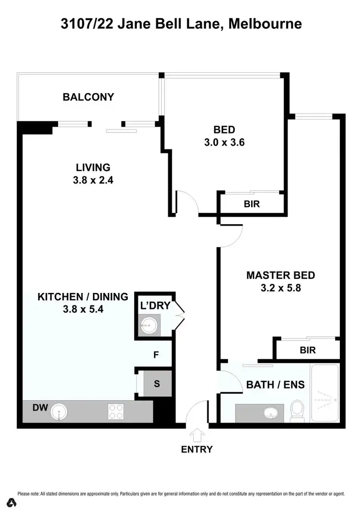Floorplan of Homely apartment listing, 3107/22 Jane Bell Lane, Melbourne VIC 3000