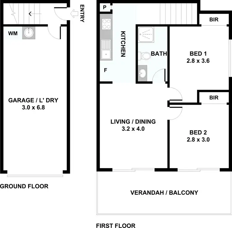 Floorplan of Homely semi-detached listing, 2/6 Therese Circuit, Augustine Heights QLD 4300