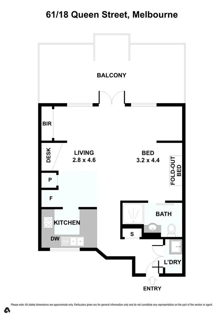 Floorplan of Homely studio listing, 61/18 Queen Street, Melbourne VIC 3000