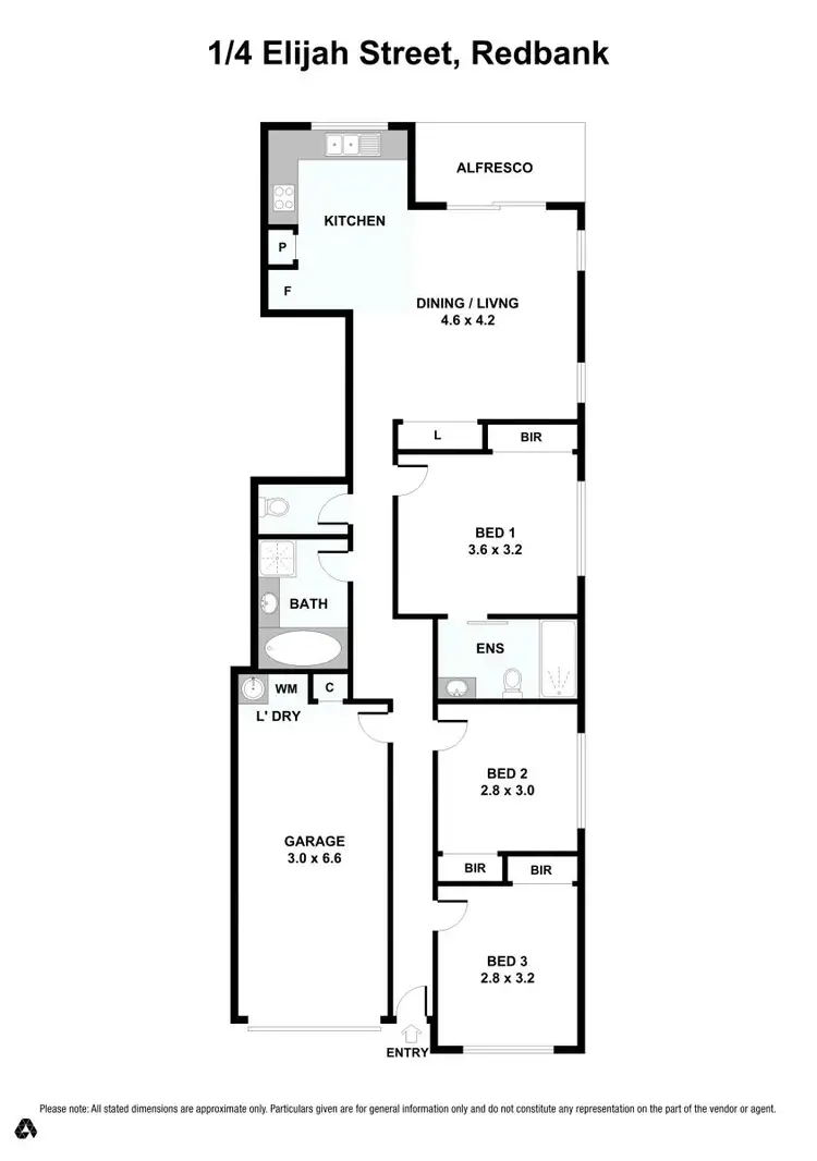 Floorplan of Homely semi-detached listing, 1/4 Elijah Crescent, Redbank QLD 4301