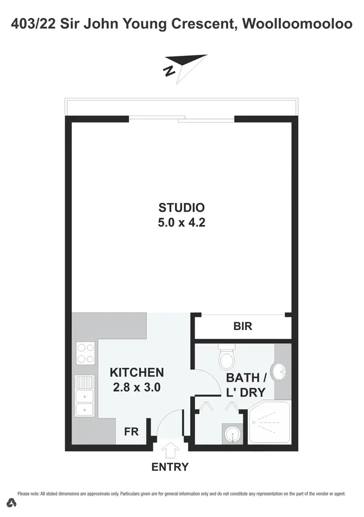 Floorplan of Homely studio listing, 403/22 Sir John Young Crescent, Woolloomooloo NSW 2011