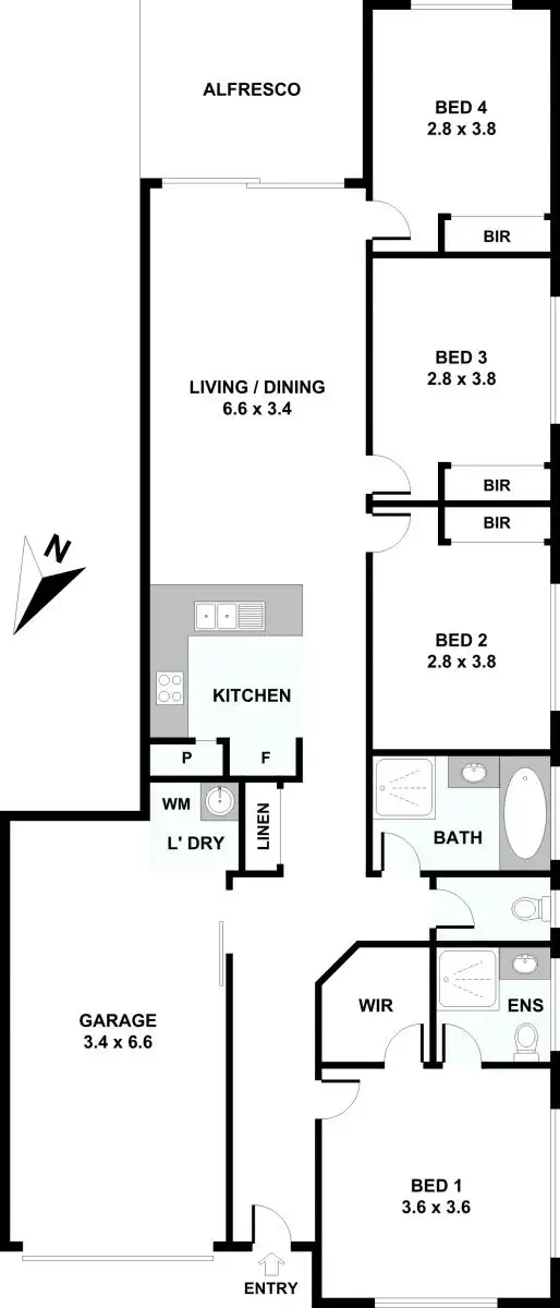 Floorplan of Homely semi-detached listing, 1/24 Parsons Street, Collingwood Park QLD 4301