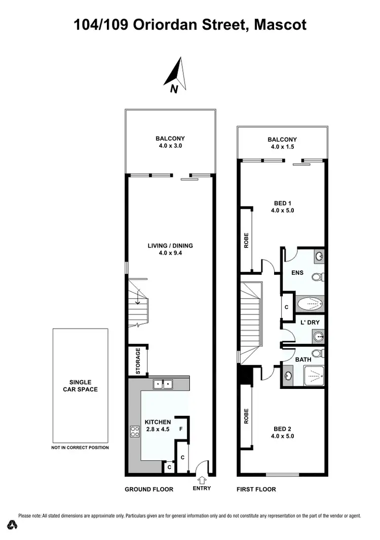 Floorplan of Homely apartment listing, 104/109-123 O'Riordan Street, Mascot NSW 2020