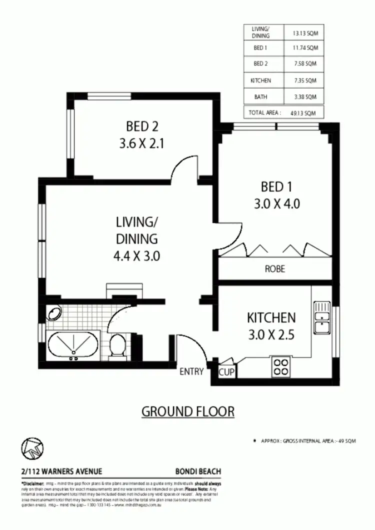 Floorplan of Homely apartment listing, 2/112 Warners Ave, Bondi Beach NSW 2026