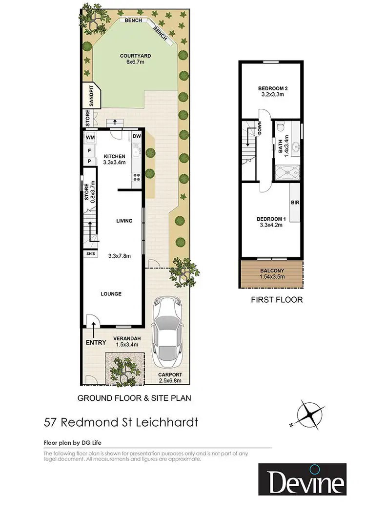 Floorplan of Homely townhouse listing, 57 Redmond Street, Leichhardt NSW 2040