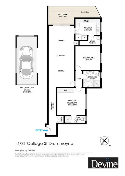 Floorplan of Homely apartment listing, 14/31 College Street, Drummoyne NSW 2047
