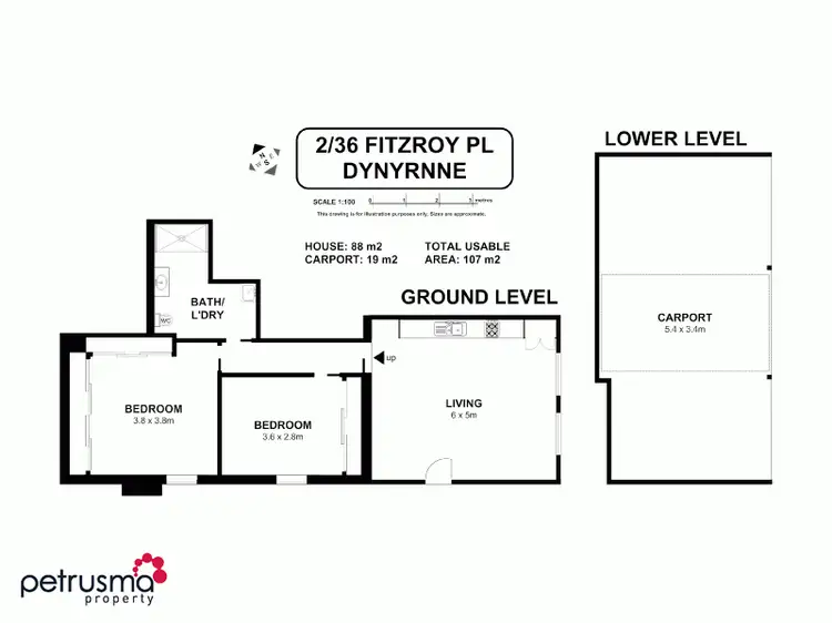 Floorplan of Homely unit listing, 2/36 Fitzroy Place, Dynnyrne TAS 7005