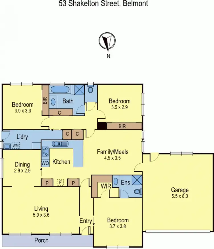Floorplan of Homely townhouse listing, 53 Shackleton Street, Belmont VIC 3216