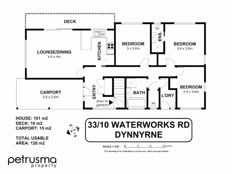 Floorplan of Homely townhouse listing, 33/10 Waterworks Road, Dynnyrne TAS 7005
