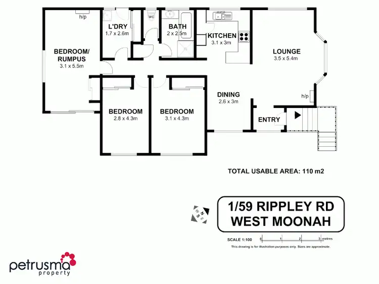 Floorplan of Homely house listing, 1/59 Ripley Road, West Moonah TAS 7009