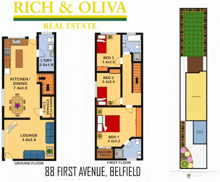 Floorplan of Homely semi-detached listing, 88 First Avenue, Belfield NSW 2191