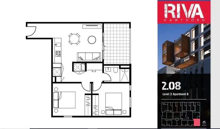 Floorplan of Homely apartment listing, 208/2 Tweed Street, Hawthorn VIC 3122