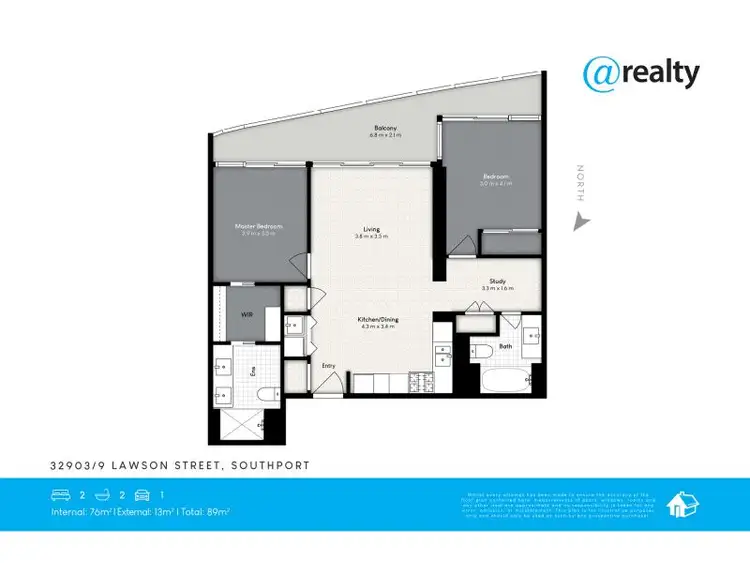 Floorplan of Homely apartment listing, 32903/9 Lawson Street, Southport QLD 4215