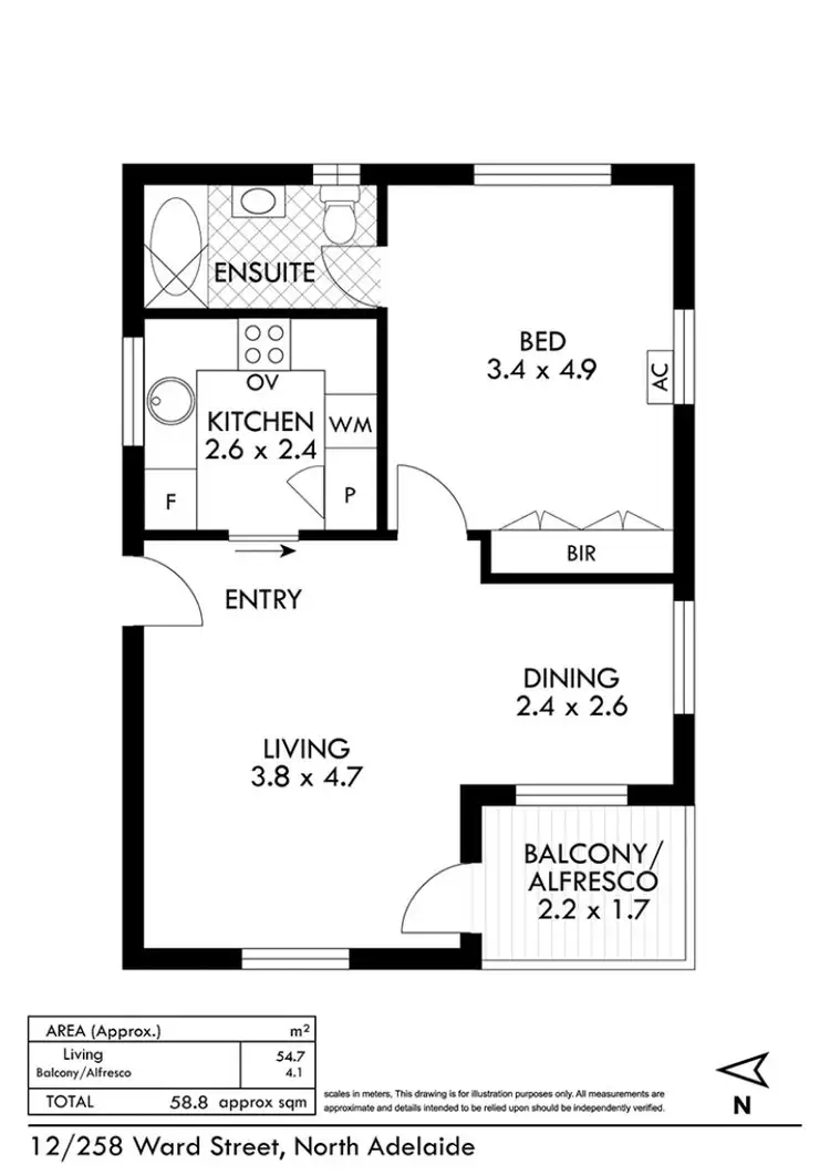 Floorplan of Homely unit listing, Unit 12, 258 Ward Street, North Adelaide SA 5006