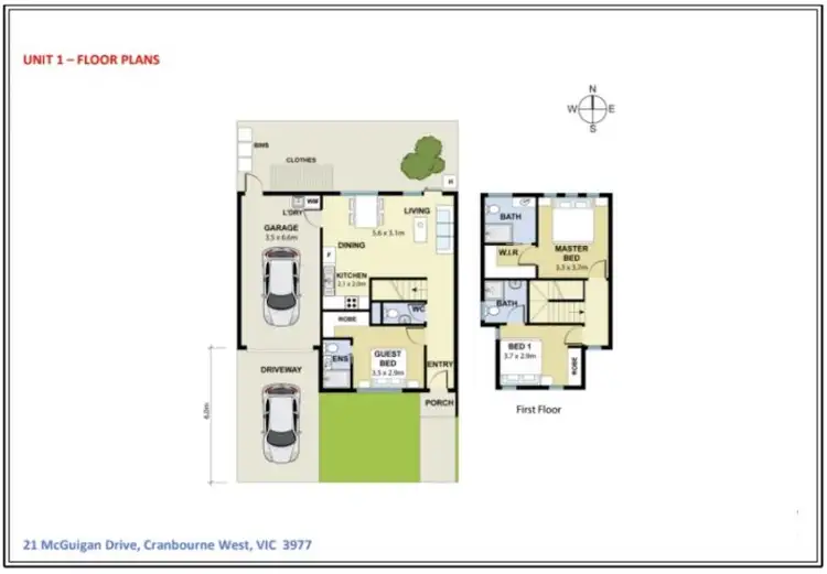 Floorplan of Homely townhouse listing, 1/21 McGuigan Drive, Cranbourne West VIC 3977