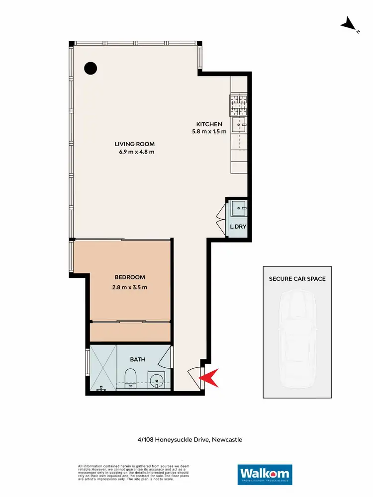 Floorplan of Homely apartment listing, 108/4 Honeysuckle Drive, Newcastle NSW 2300