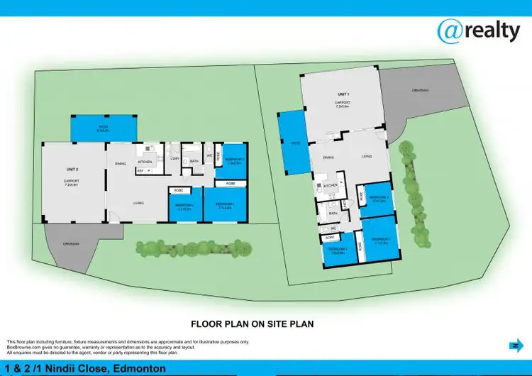 Floorplan of Homely semi-detached listing, 1 Nindii Close, Edmonton QLD 4869