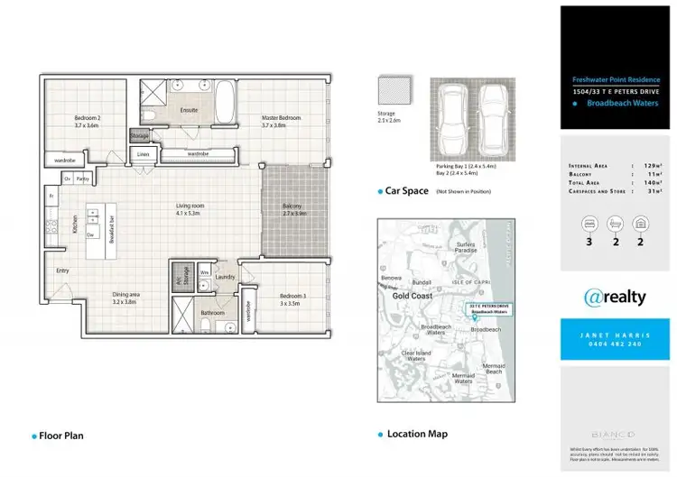 Floorplan of Homely apartment listing, 1504/33 T E Peters Drive, Broadbeach Waters QLD 4218