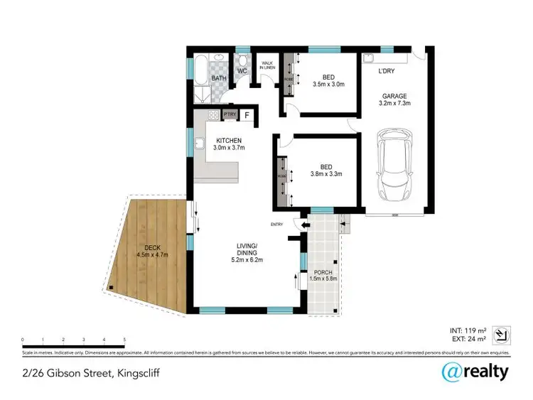 Floorplan of Homely semi-detached listing, 2/26 Gibson Street, Kingscliff NSW 2487