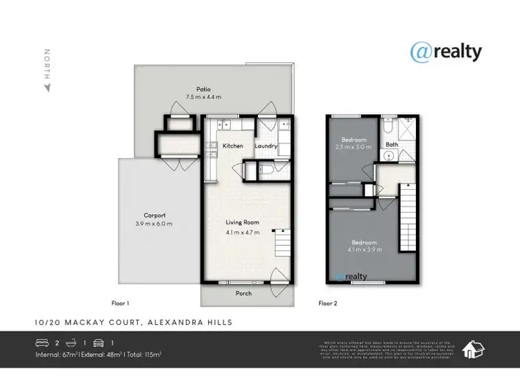Floorplan of Homely townhouse listing, 10/20 MacKay Court, Alexandra Hills QLD 4161