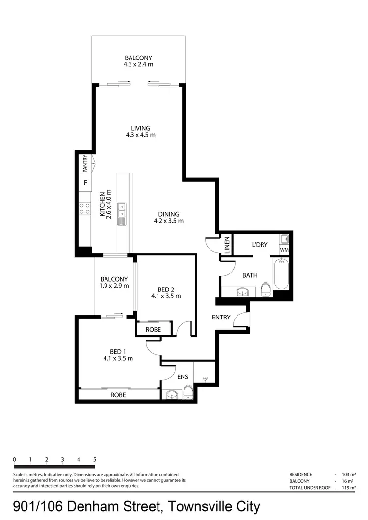 Floorplan of Homely apartment listing, 901/106 Denham Street, Townsville City QLD 4810