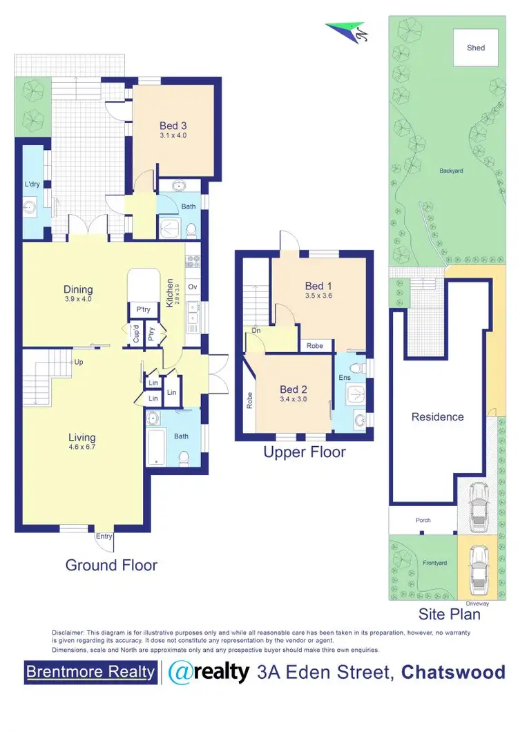 Floorplan of Homely semi-detached listing, 3A Eden Street, Chatswood NSW 2067
