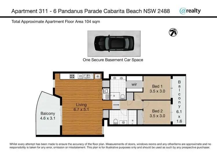 Floorplan of Homely apartment listing, 311/2-6 Pandanus Parade, Cabarita Beach NSW 2488