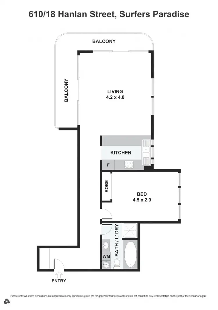 Floorplan of Homely unit listing, 610/18 Hanlan Street, Surfers Paradise QLD 4217