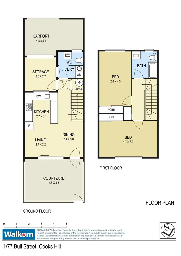 Floorplan of Homely townhouse listing, 1/77 Bull Street, Cooks Hill NSW 2300