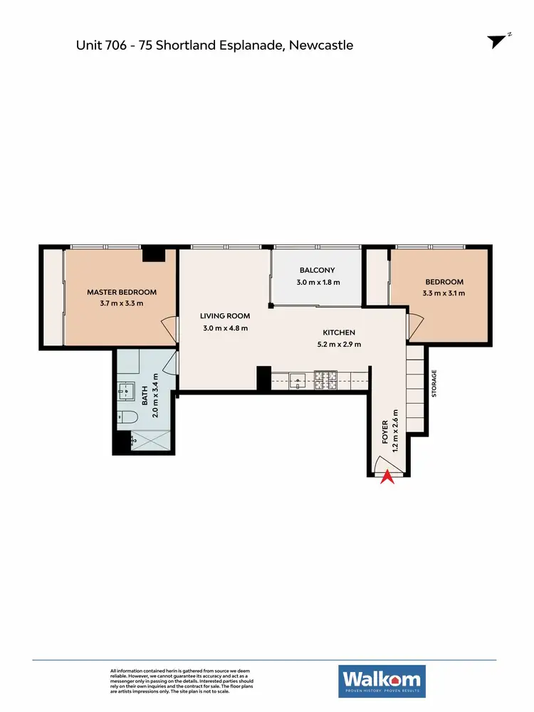 Floorplan of Homely apartment listing, 706/75 Shortland Esplanade, Newcastle NSW 2300