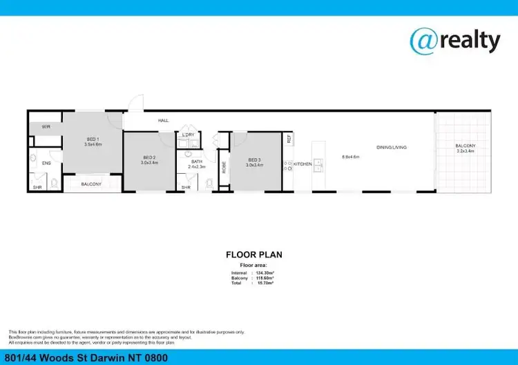 Floorplan of Homely apartment listing, 801/44 Woods Street, Darwin City NT 800