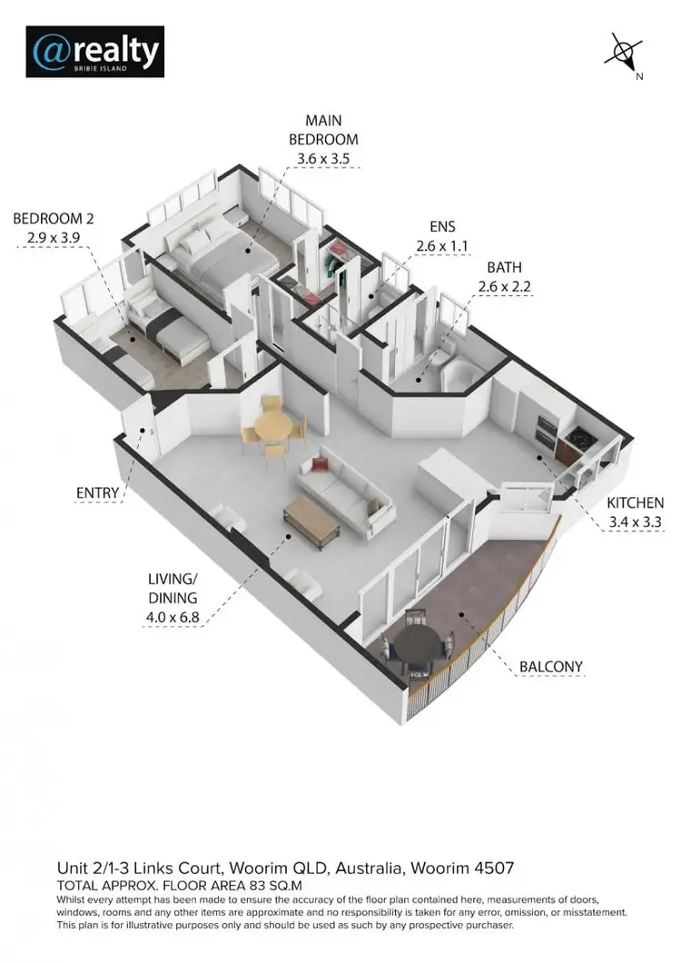 Floorplan of Homely unit listing, 2/1-3 Links Court, Woorim QLD 4507