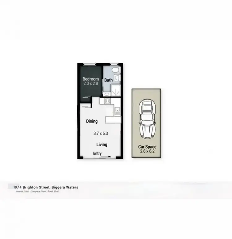 Floorplan of Homely studio listing, 19/4 Brighton Street, Biggera Waters QLD 4216