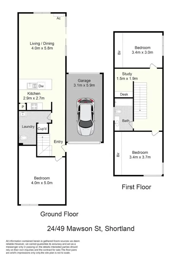 Floorplan of Homely townhouse listing, 24/49 Mawson Street, Shortland NSW 2307