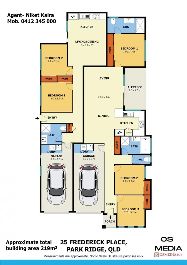 Floorplan of Homely semi-detached listing, 25 Frederick Place, Park Ridge QLD 4125
