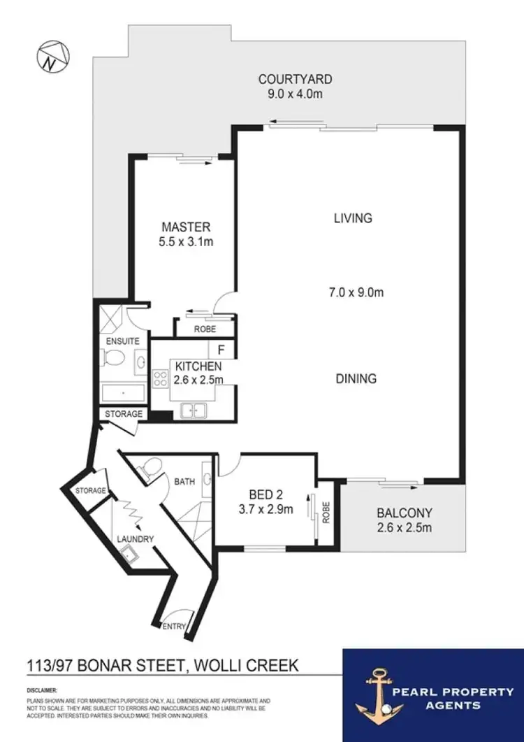 Floorplan of Homely apartment listing, 113/97 Bonar Street, Wolli Creek NSW 2205