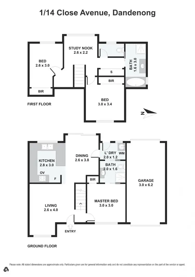 Floorplan of Homely townhouse listing, 1/14 Close Avenue, Dandenong VIC 3175