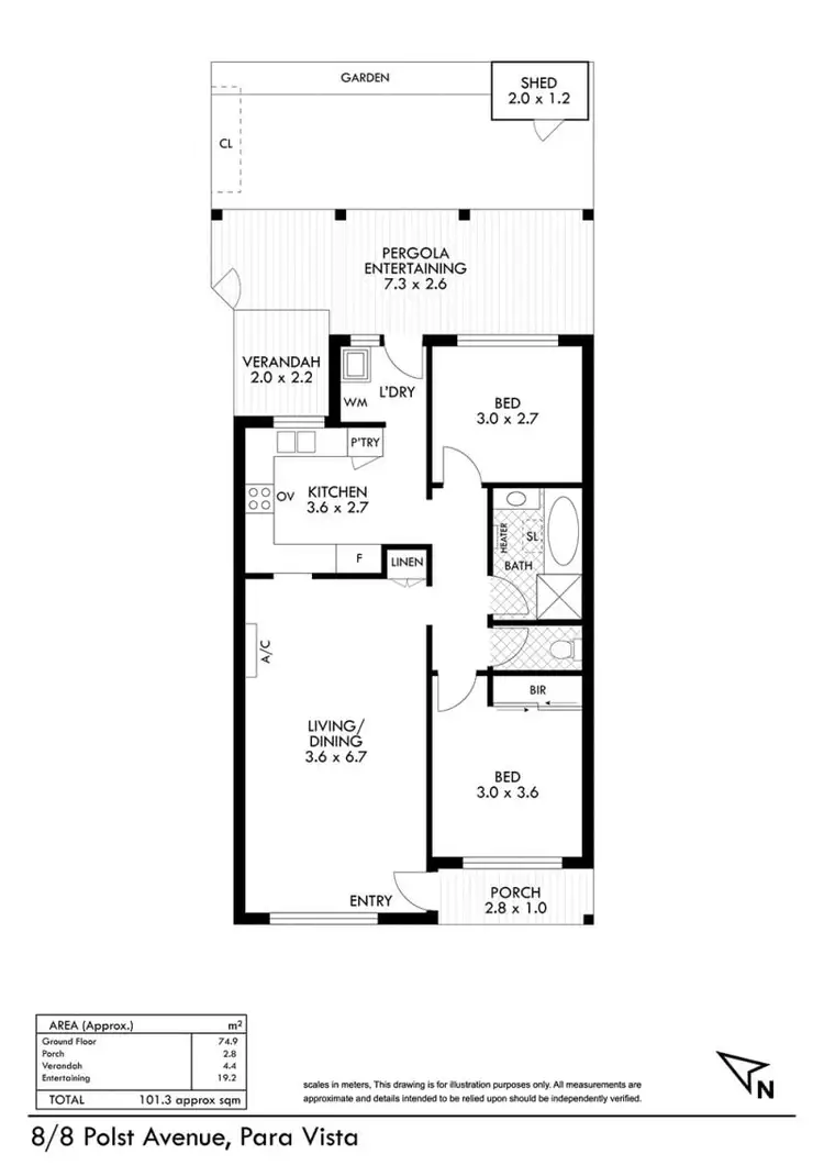 Floorplan of Homely unit listing, unit 8/8 Polst Avenue, Para Vista SA 5093